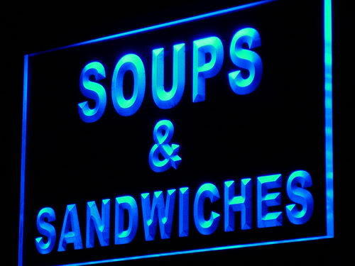 Soups & Sandwiches Cafe Shop Neon Light Sign